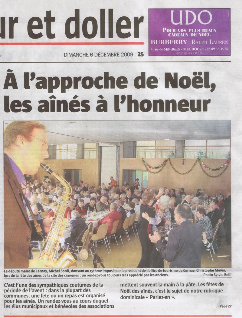 Animation repas des anciens - l'Alsace 6 12 09