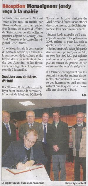 Accueil Monseigneur Jordy - Alsace 18 01 10