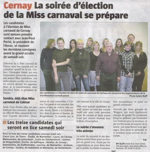 Election reine du carnal - Journal l'Alsace Thann - 18 03 10
