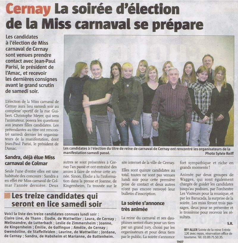 Election reine du carnal - Journal l'Alsace Thann - 18 03 10