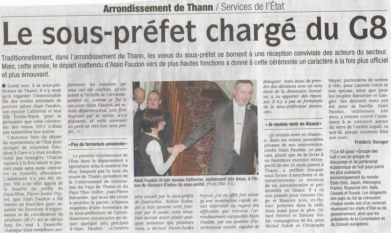 Départ d'Alain Faudon DNA du 19 janvier 2011