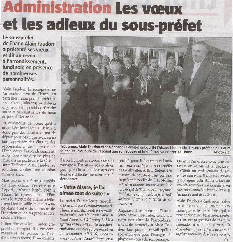 Départ Alain Faudon l'alsace du 19 janvier 2011