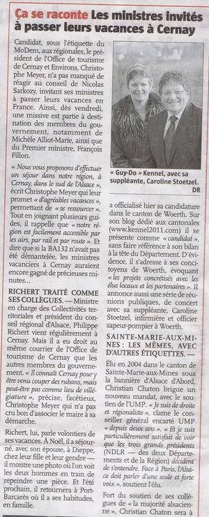 L'Alsace - 13 02 2011 - invitations faites aux ministres