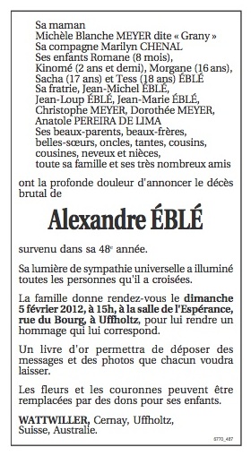 Alexandre Eblé - Annonce