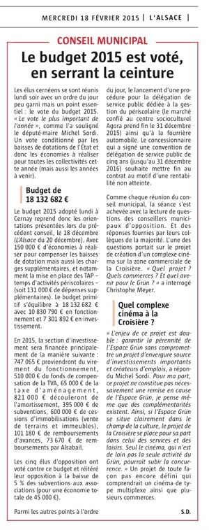LAlsace - Conseil municipal de Cernay du 16 02 2015